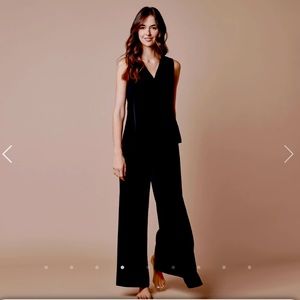 Elizabeth & Clarke Gemma Pant size L large regular black washable silk slit pant